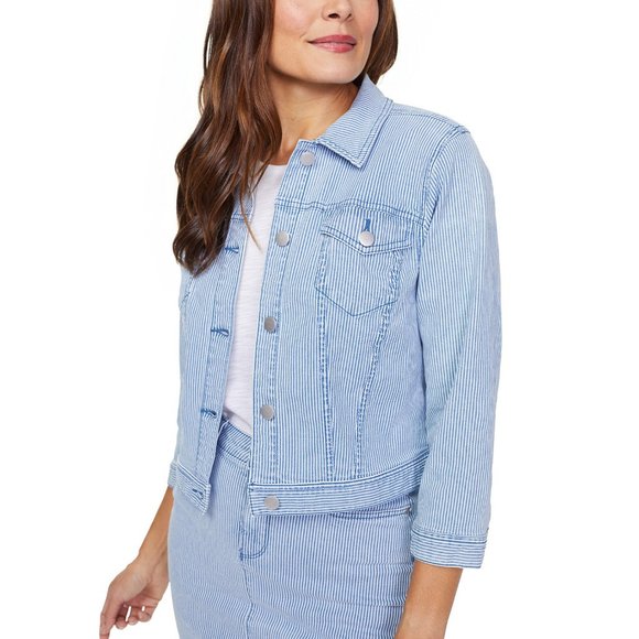 NWT NYDJ Denim Jean Jacket 3/4 Sleeves Blue Casual, Medium - Picture 2 of 4